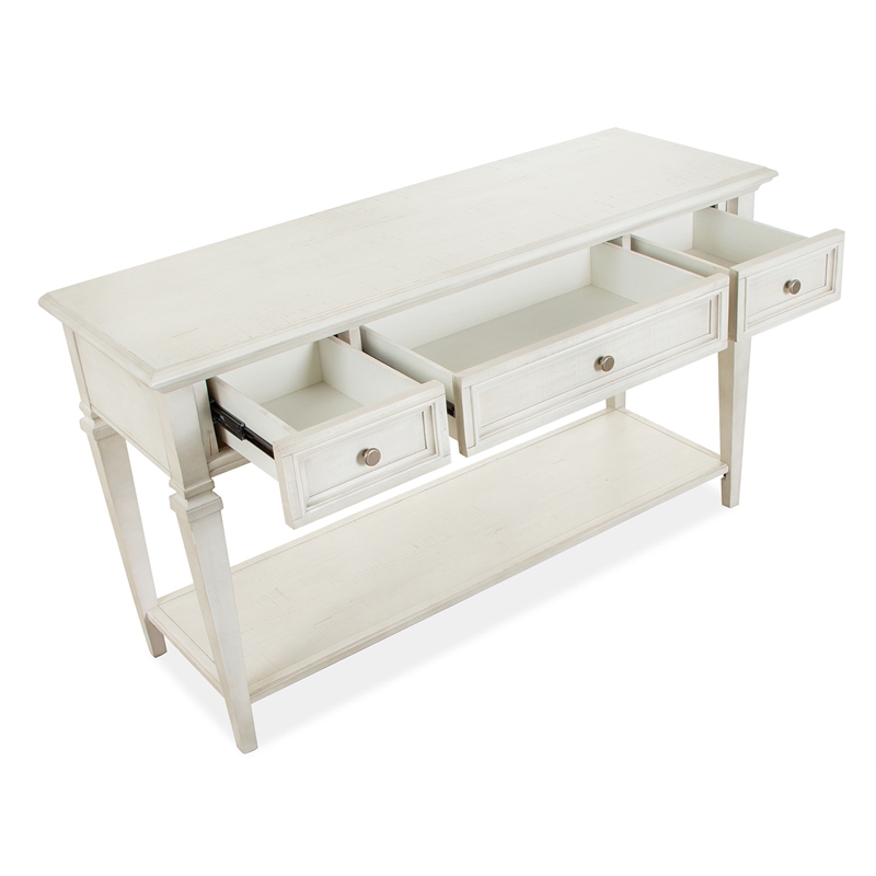 Bowery Hill Transitional Wood Alabaster Rectangular Sofa Table