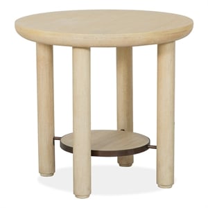 Bowery Hill Transitional Oak Veneer and Hardwood Solids Brown Round End Table