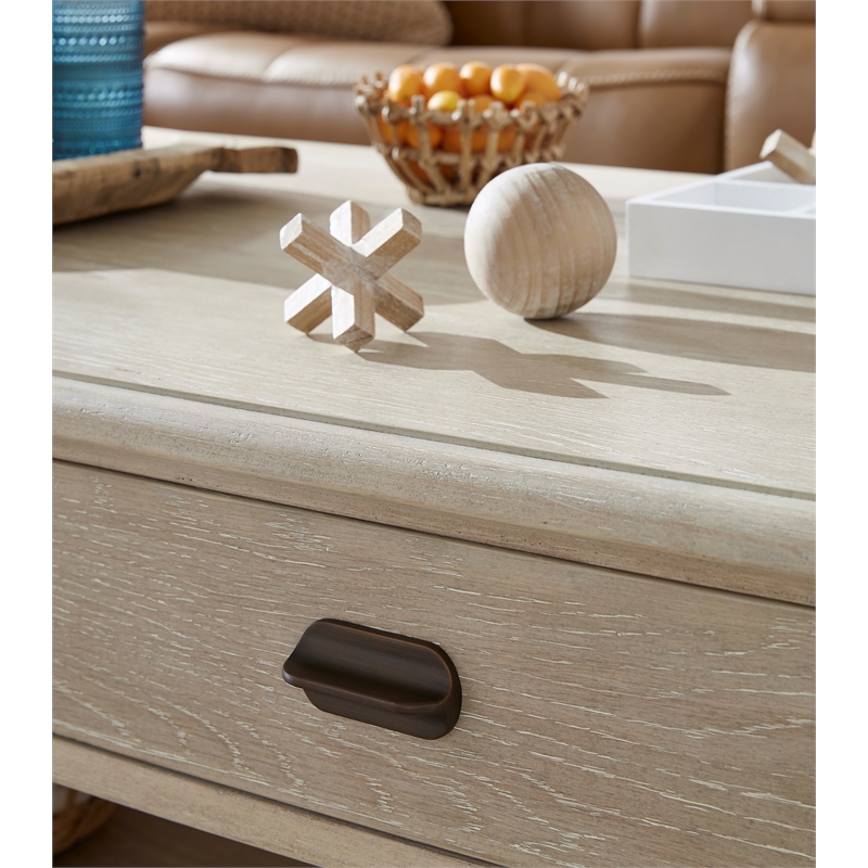 Bowery Hill Contemporary Wood Brown Rectangular Cocktail Table With Casters