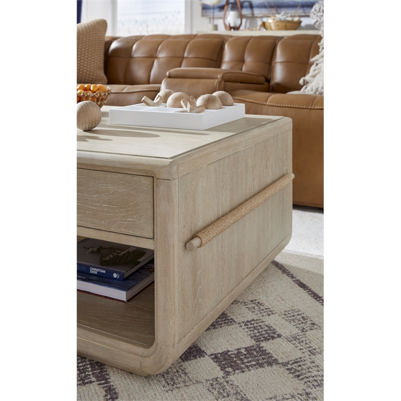 Bowery Hill Contemporary Wood Brown Rectangular Cocktail Table With Casters