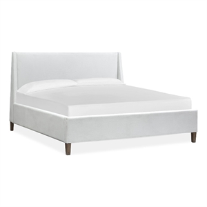 Bowery Hill Traditional Wood Queen White Upholstered Island Bed