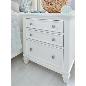 Bowery Hill Traditional Wood White Dove White Drawer Nightstand