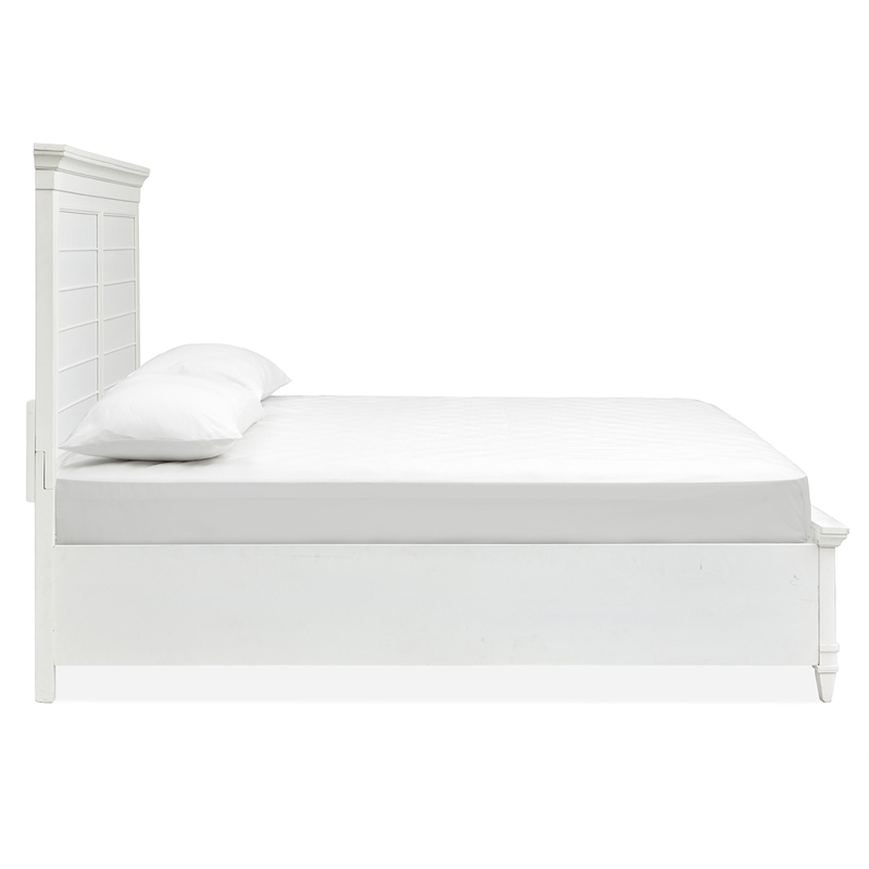 Bowery Hill Traditional White Dove Queen White Panel Storage Bed
