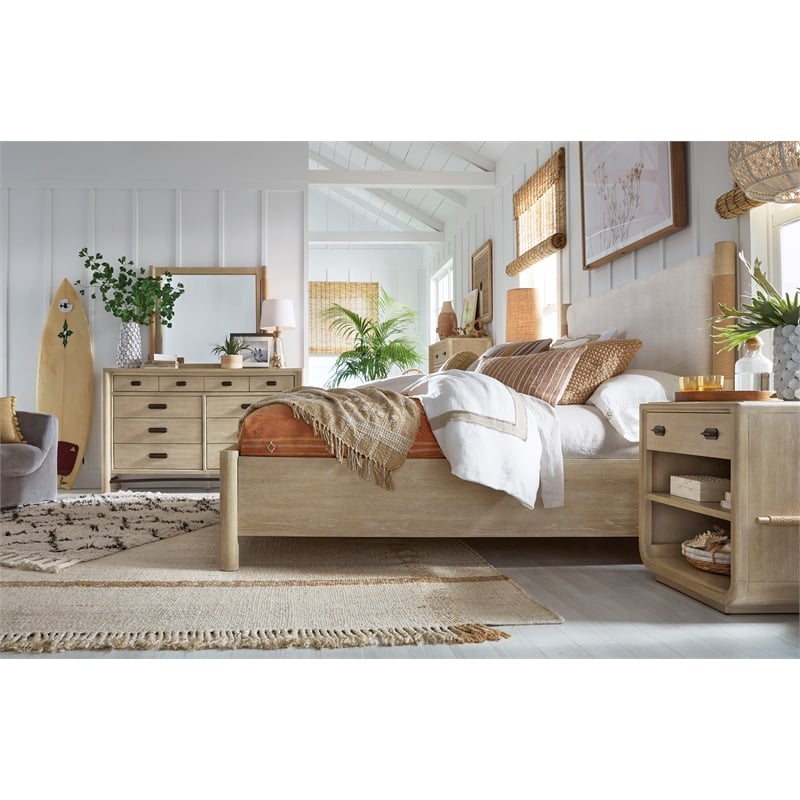 Bowery Hill Transitional Wood Brown Queen Panel Upholstered Bed