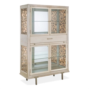 Bowery Hill Transitional Warm Silver And Acadia White Display Cabinet