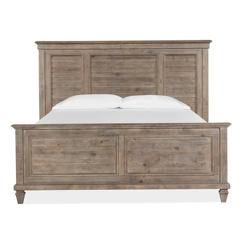 Bowery Hill Traditional Dovetail Grey King Shutter Panel Bed