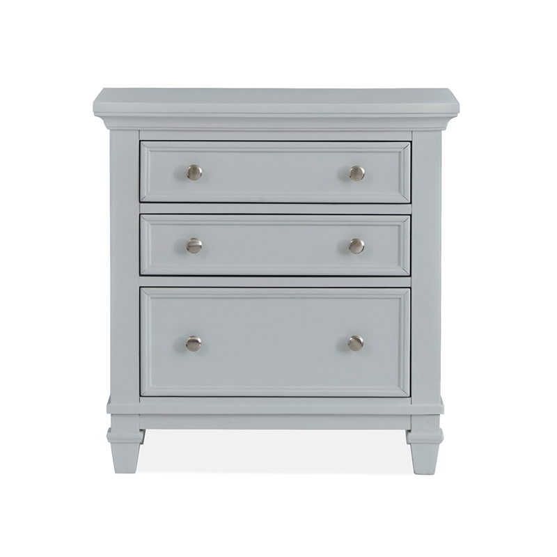Bowery Hill Traditional Wood Harbor Gray Grey Drawer Nightstand