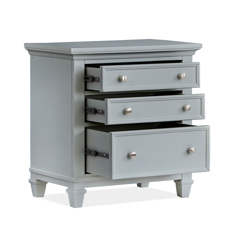 Bowery Hill Traditional Wood Harbor Gray Grey Drawer Nightstand