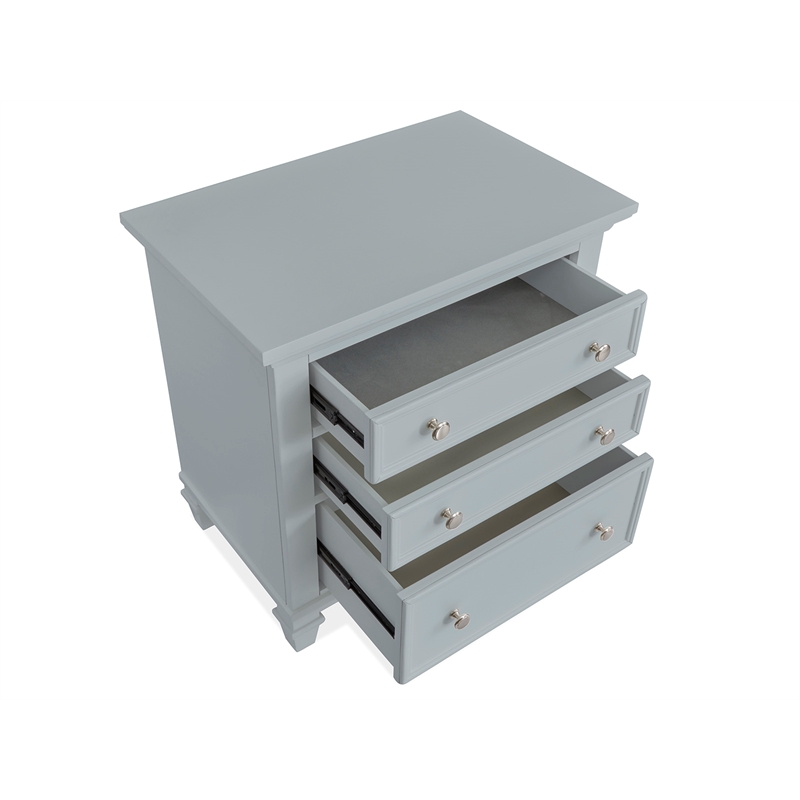 Bowery Hill Traditional Wood Harbor Gray Grey Drawer Nightstand