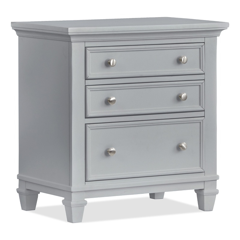 Bowery Hill Traditional Wood Harbor Gray Grey Drawer Nightstand