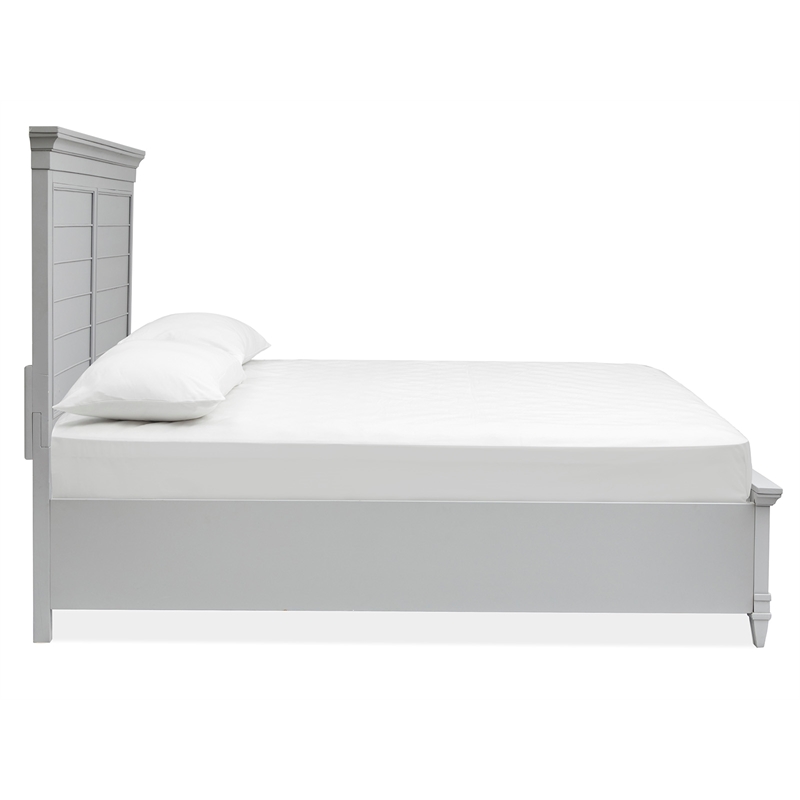Bowery Hill Traditional Wood Harbor Gray Queen Grey Panel Bed