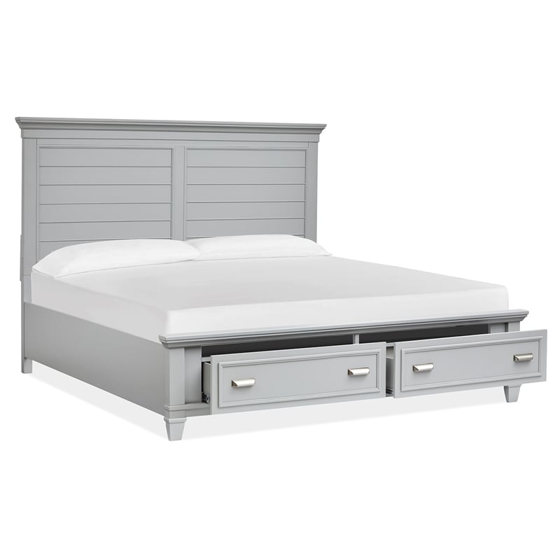 Bowery Hill Traditional Harbor Gray Queen Grey Panel Storage Bed