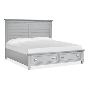 Bowery Hill Traditional Harbor Gray Queen Grey Panel Storage Bed