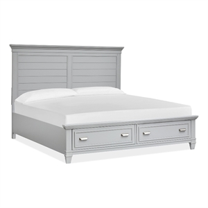 Bowery Hill Traditional Harbor Gray King Grey Panel Storage Bed