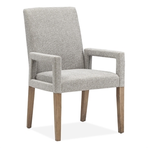 Bowery Hill Transitional Belgian Wheat Grey Upholstered Arm Chair Two Pack