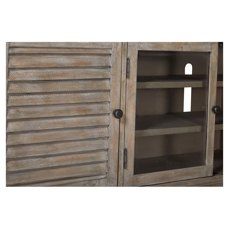 Bowery Hill Traditional Pine Veneer and Pine Solids Dovetail Gray Large Console