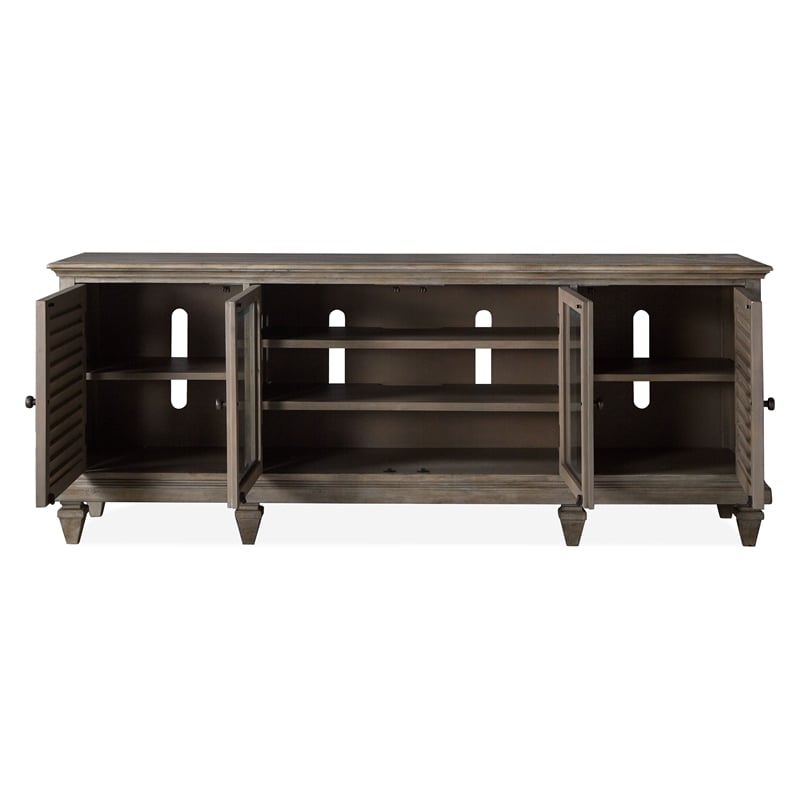 Bowery Hill Traditional Pine Veneer and Pine Solids Dovetail Gray Large Console