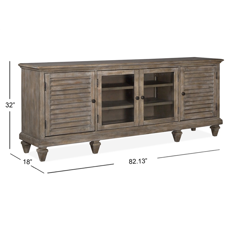 Bowery Hill Traditional Pine Veneer and Pine Solids Dovetail Gray Large Console