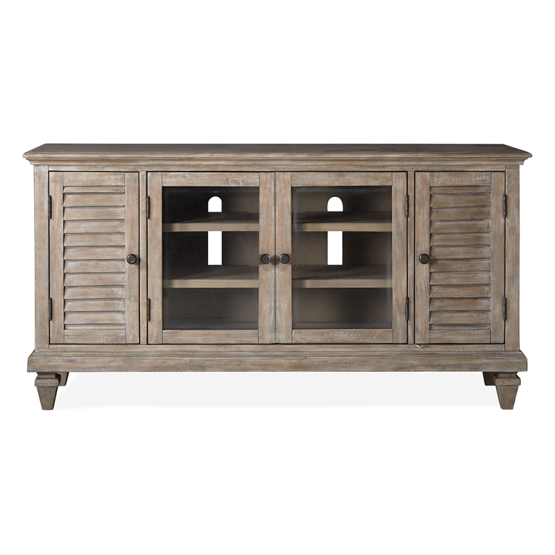 Bowery Hill Traditional Pine Veneer and Pine Solids Dovetail Gray Small Console