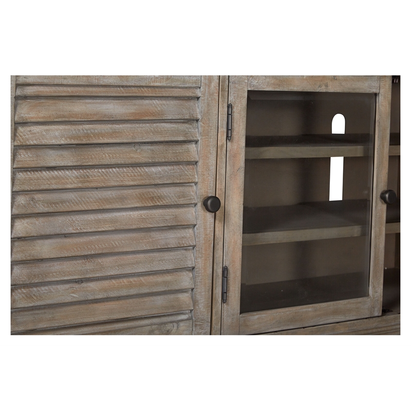 Bowery Hill Traditional Pine Veneer and Pine Solids Dovetail Gray Small Console