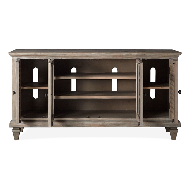 Bowery Hill Traditional Pine Veneer and Pine Solids Dovetail Gray Small Console