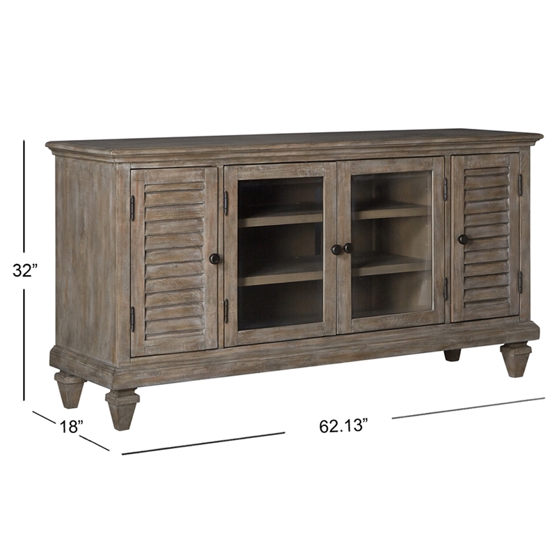 Bowery Hill Traditional Pine Veneer and Pine Solids Dovetail Gray Small Console