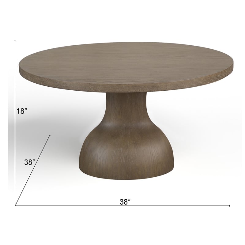 Bowery Hill Transitional Brown Porpoise Round Cocktail Table