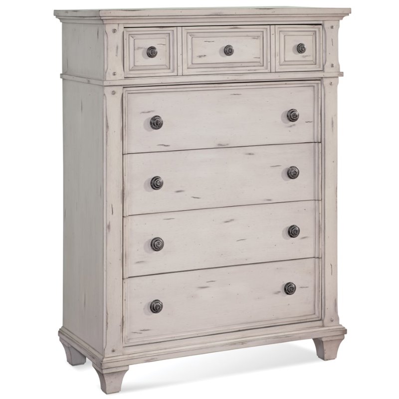 Bowery Hill Modern Farmhouse Antique White Wood 5-drawer Chest