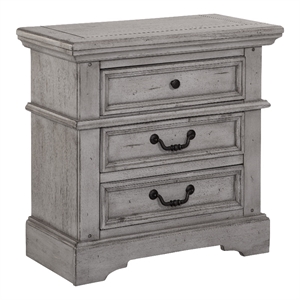 Bowery Hill Transitional Antique Gray Wood 3-drawer Nightstand