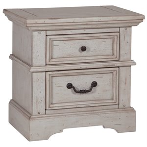 Bowery Hill Transitional Antique Gray Wood 2-drawer Nightstand