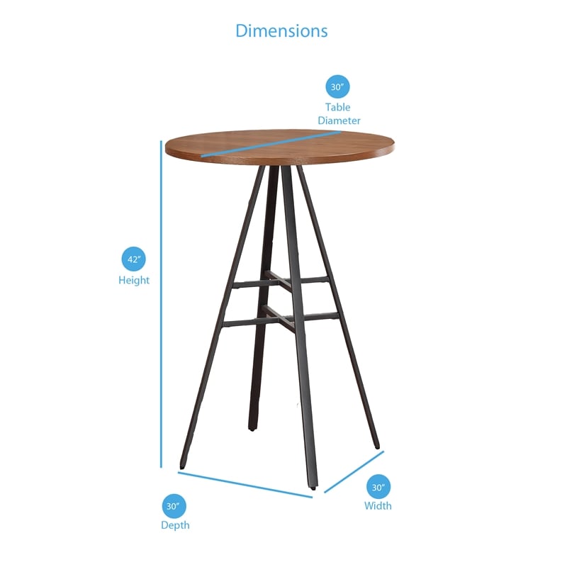 Bowery Hill Contemporary 42-Inch High Pub Table with Gray Metal Base