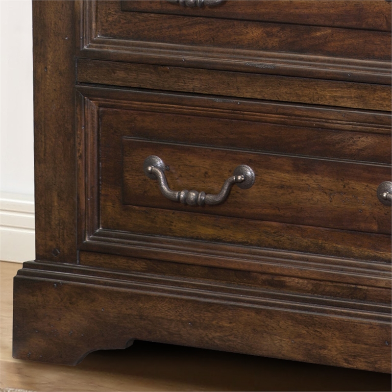 Bowery Hill Modern Transitional Rich Tobacco Wood 5-Drawer Chest