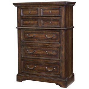Bowery Hill Modern Transitional Rich Tobacco Wood 5-Drawer Chest