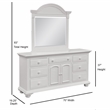 Bowery Hill Eggshell White Wood Triple Dresser with Dressing Mirror