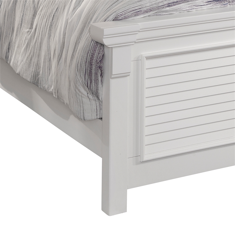 Bowery Hill Modern Farmhouse Solid Wood Queen Panel Bed in Eggshell White