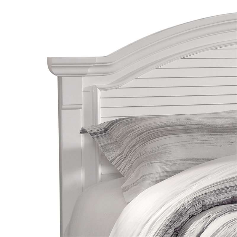 Bowery Hill Modern Farmhouse Solid Wood Queen Panel Bed in Eggshell White