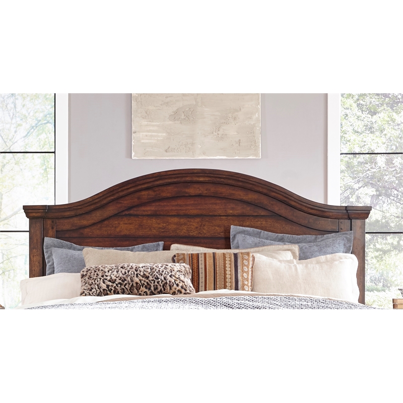 Bowery Hill Queen Panel Wood Headboard in Tobacco Brown finish