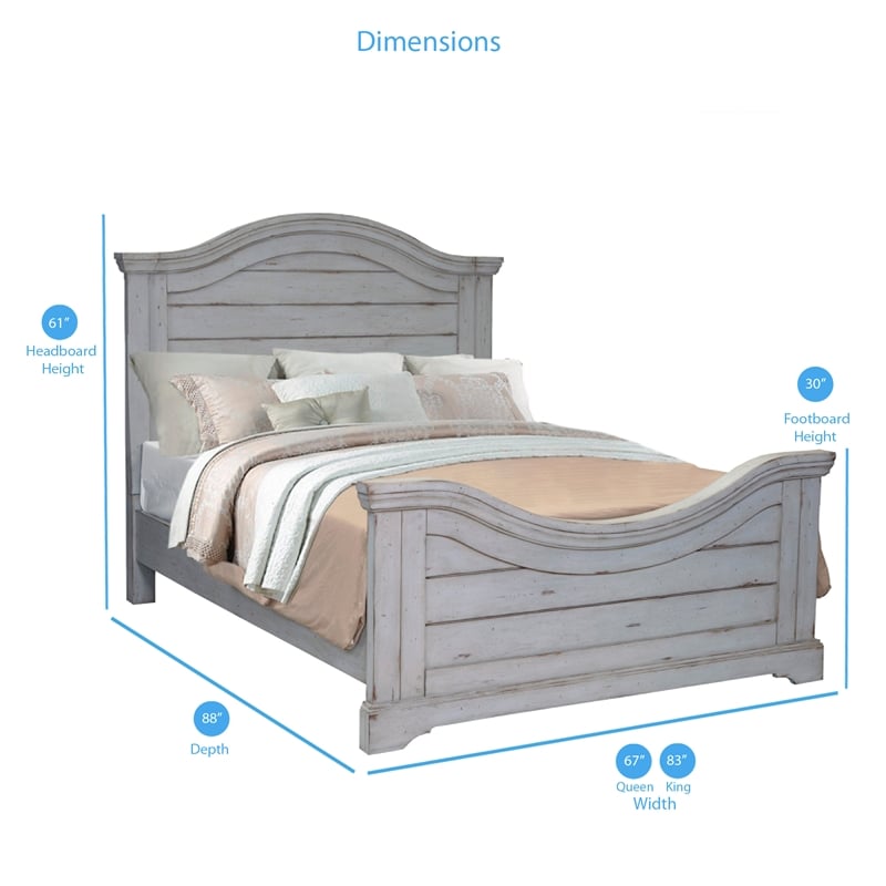 Bowery Hill Modern Transitional Antique Gray Wood King Panel Bed