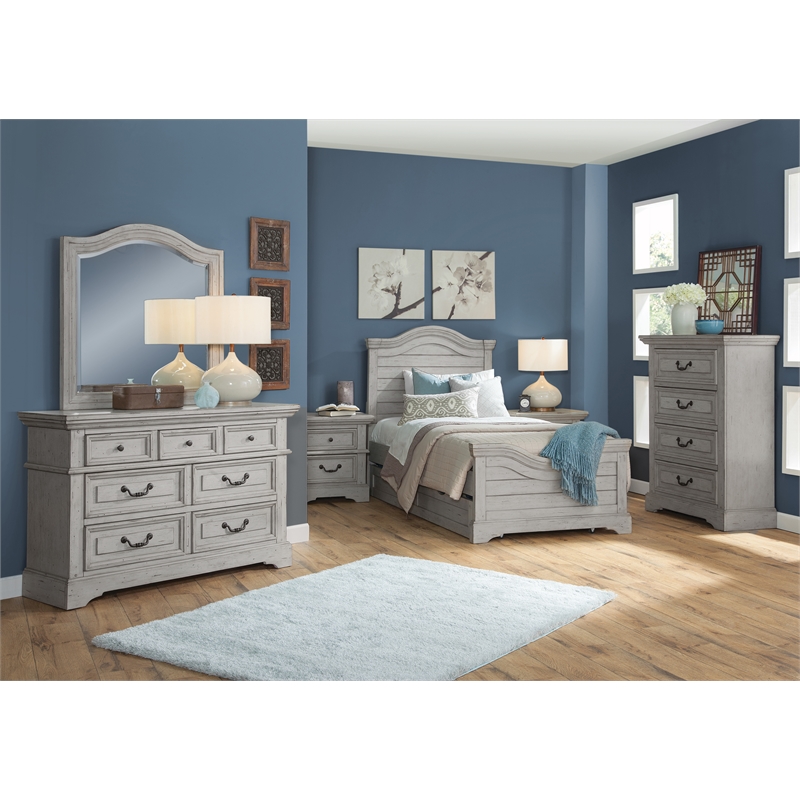 Bowery Hill Modern Transitional Antique Gray Wood Twin Size Bed