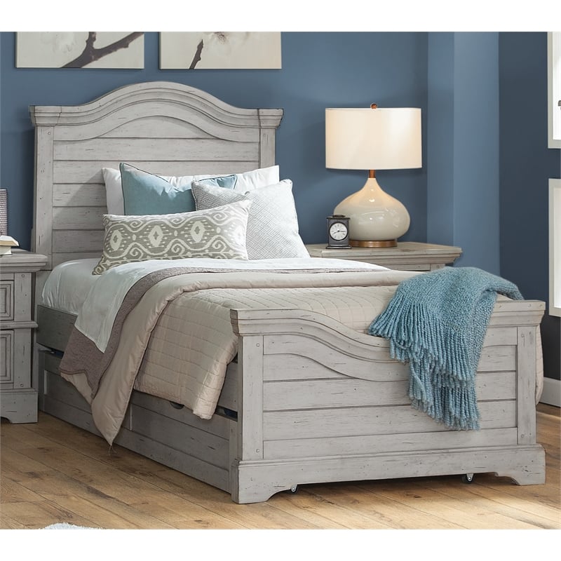 Bowery Hill Modern Transitional Antique Gray Wood Twin Size Bed