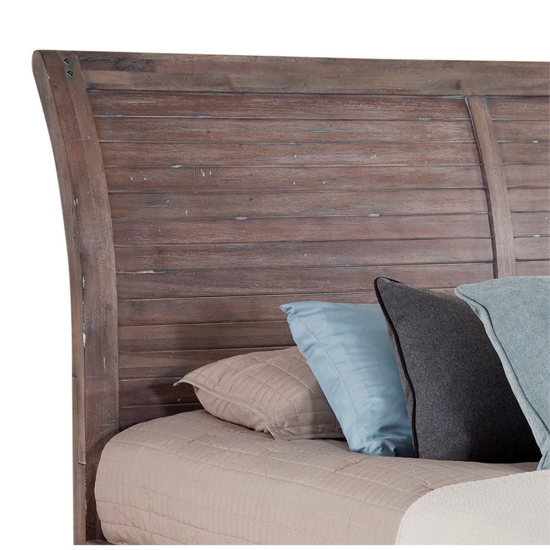 Bowery Hill Modern Farmhouse Weathered Gray Wood Queen Sleigh Headboard