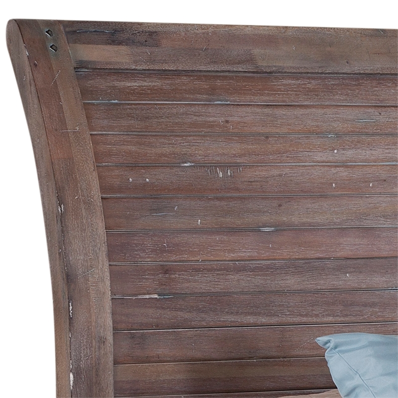 Bowery Hill Modern Farmhouse Weathered Gray Wood Queen Sleigh Headboard