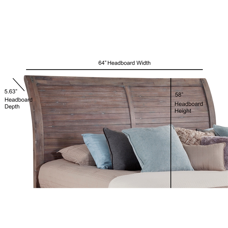 Bowery Hill Modern Farmhouse Weathered Gray Wood Queen Sleigh Headboard