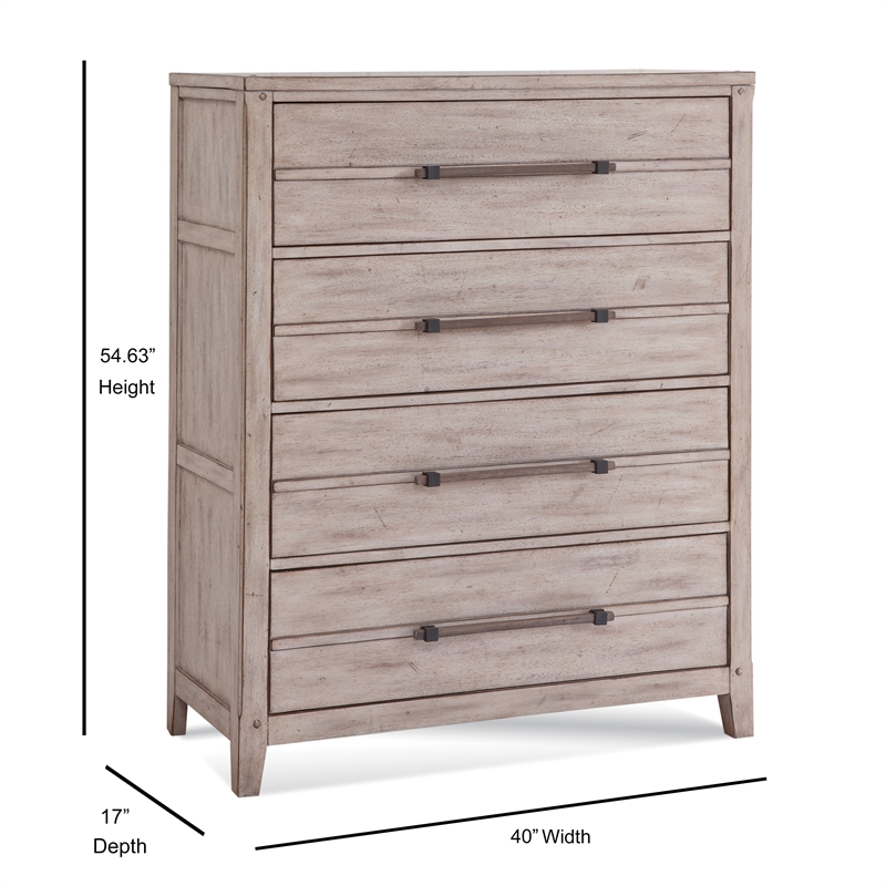Bowery Hill Modern Farmhouse 4-Drawer White-washed Wood Chest