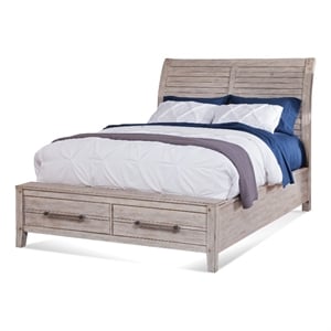 Bowery Hill Modern Farmhouse White-washed Wood Queen Sleigh Storage Bed