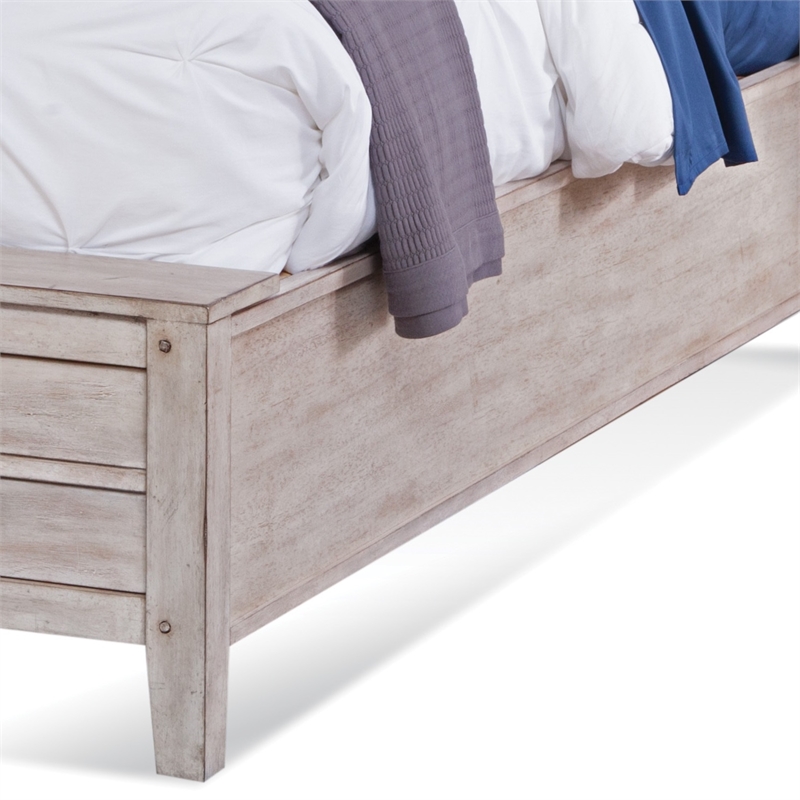 Bowery Hill Modern Farmhouse White-washed Wood Queen Sleigh Storage Bed