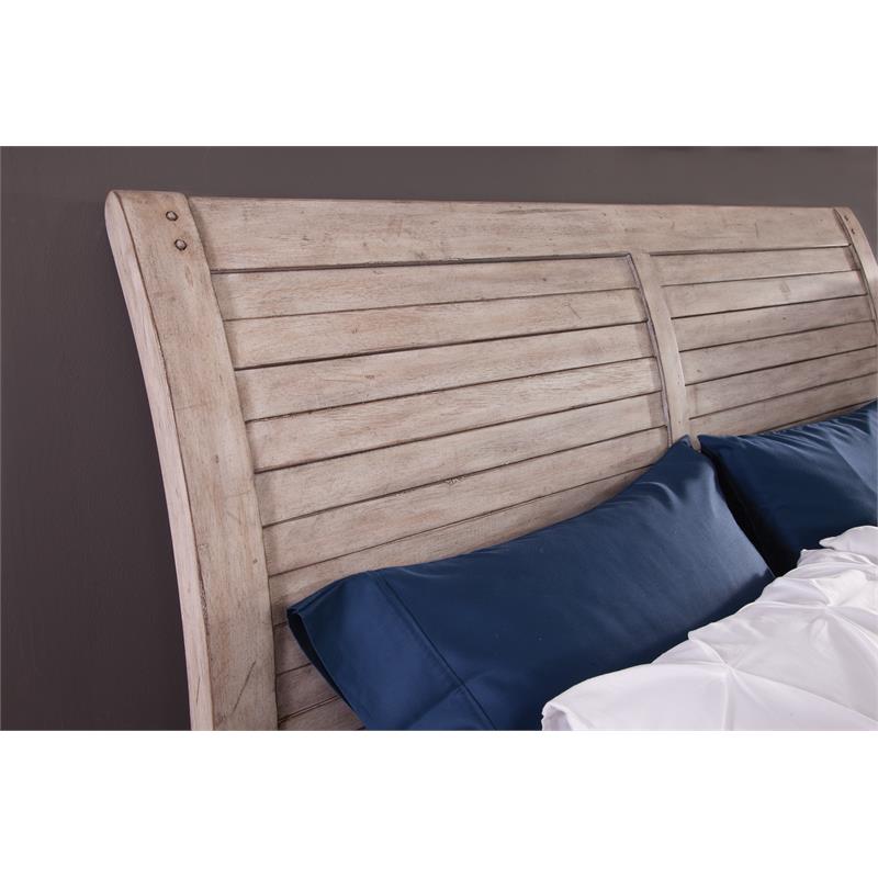Bowery Hill Modern Farmhouse White-washed Wood King Sleigh Storage Bed