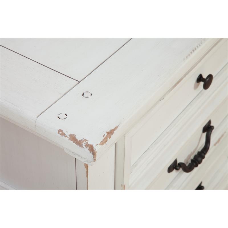 Bowery Hill Modern Farmhouse 5-Drawer Antique White Wood Chest