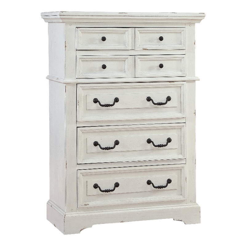 Bowery Hill Modern Farmhouse 5-Drawer Antique White Wood Chest