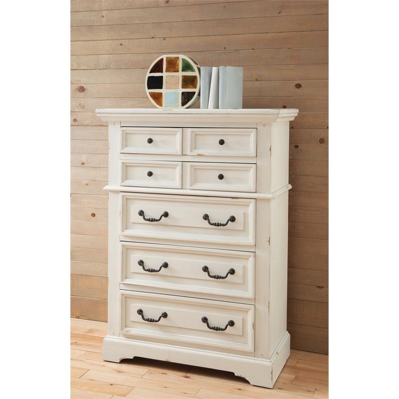 Bowery Hill Modern Farmhouse 5-Drawer Antique White Wood Chest